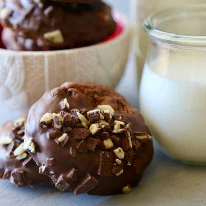 Chocolate Dipped Mint Chocolate Cookies