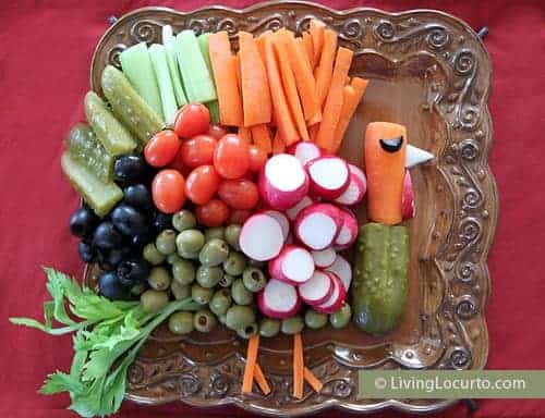 Turkey Vegetable Tray by Living Locurto and other great veggie tray ideas