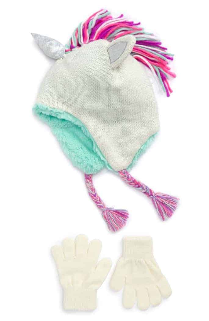 Unicorn Hat and Glove set for girls