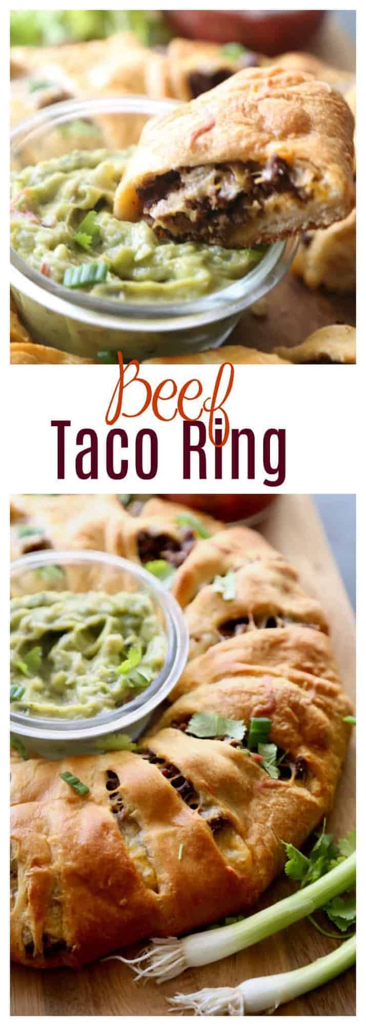 Beef Taco Ring made with Crescent Rolls! An easy appetizer for a crowd!