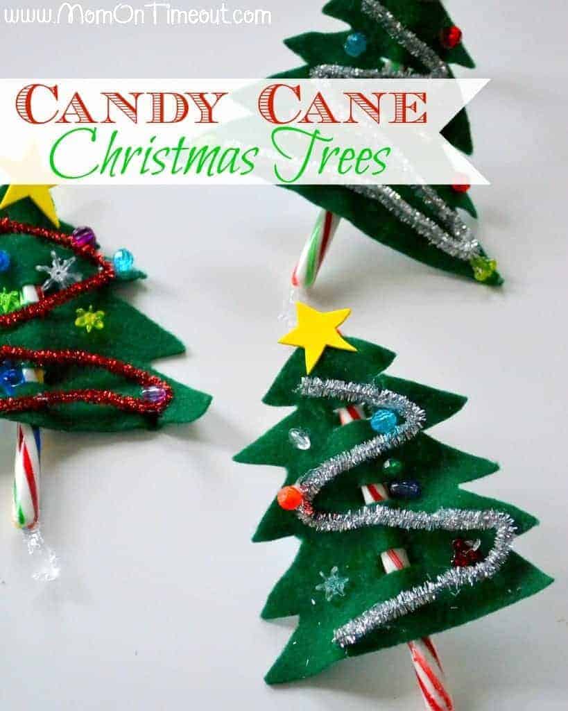 Candy Cane Christmas Trees by Mom on Timeout | The best ever kids Christmas Craft Ideas. So many fun ideas to get the kids involved in the holiday fun!