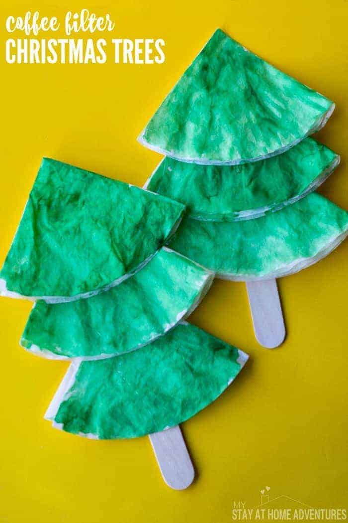 Coffee Filter Christmas Kids Craft by My Stay At Home Adventures | The best ever kids Christmas Craft Ideas. So many fun ideas to get the kids involved in the holiday fun!