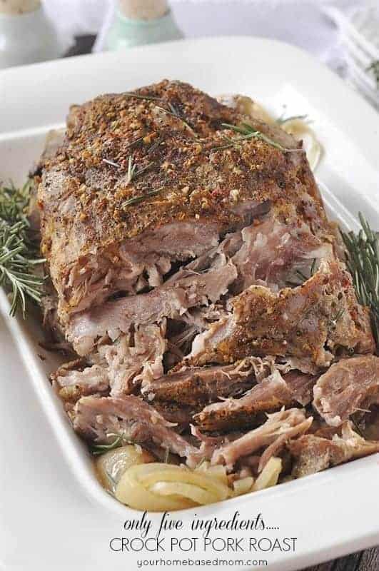 Crock Pot 5 Ingredient Pork Roast by Your Homebased Mom and other great 5 ingredients or less slow cooker recipes