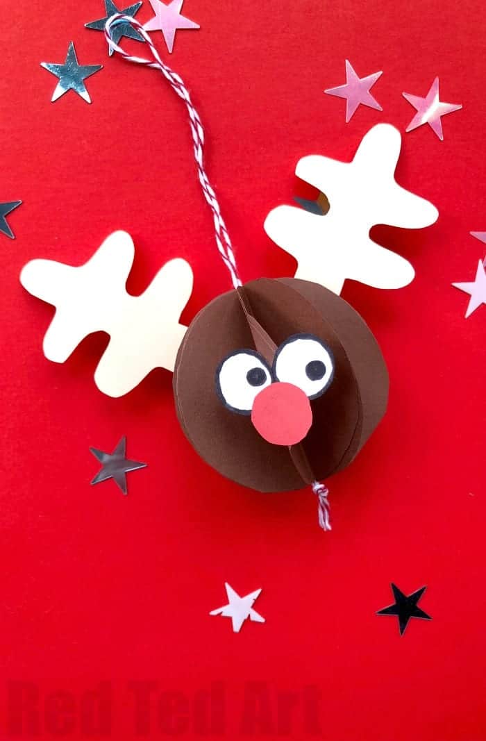 Easy Paper Rudolph Ornament by Red Ted Art | The best ever kids Christmas Craft Ideas. So many fun ideas to get the kids involved in the holiday fun!