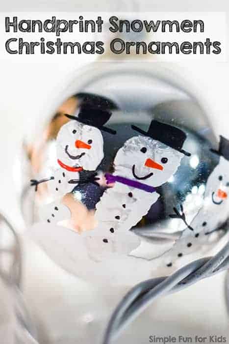 Fingerprint Snowmen Ornaments by Simple Fun for Kids | The best ever kids Christmas Craft Ideas. So many fun ideas to get the kids involved in the holiday fun!