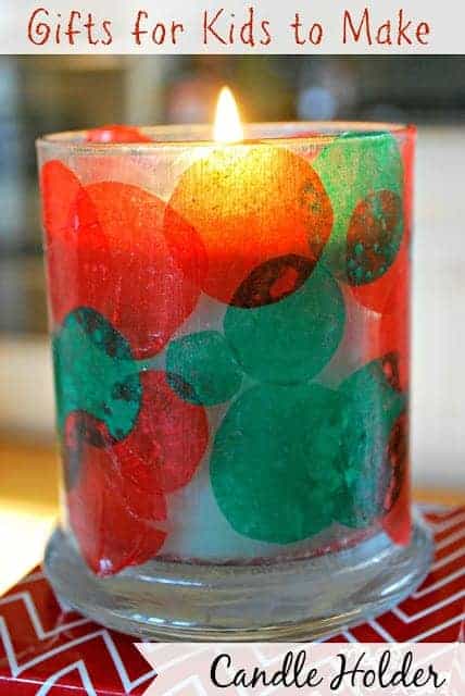 Kids Christmas Craft Candle Holder by Mess for Less | The best ever kids Christmas Craft Ideas. So many fun ideas to get the kids involved in the holiday fun!