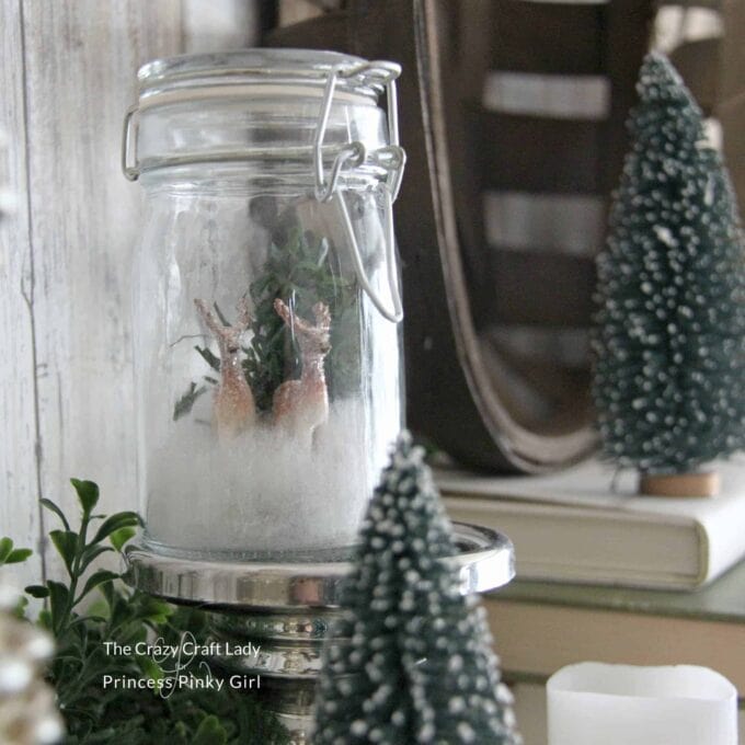 DIY Snow Globe Simple Winter Crafting Mini Glass Jar Snow Globe