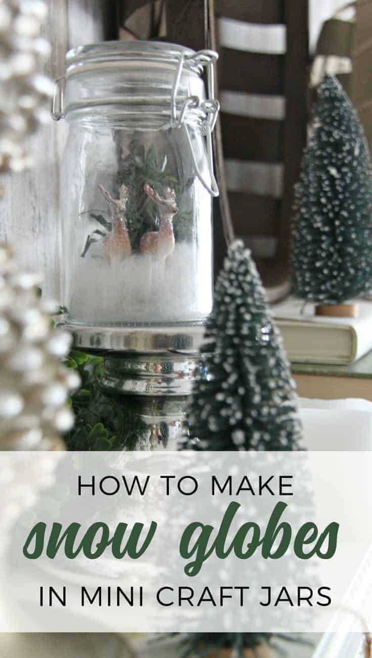 Follow this tutorial to make a DIY Snow Globe! Make your own mini glass jar snow globe. This mason jar winter scene is perfect for an easy DIY Christmas and winter decor.