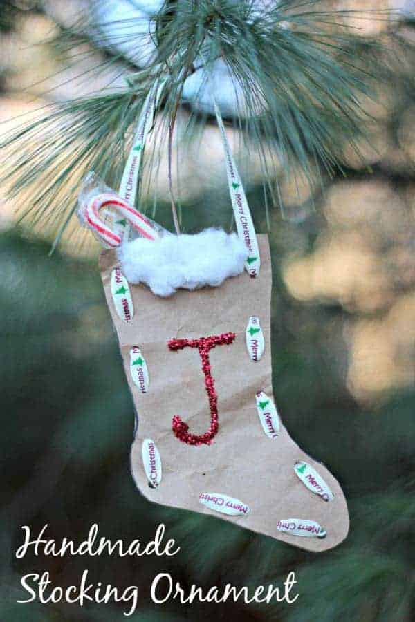 Paper Bag Christmas Stocking Ornament by KC Edventures | The best ever kids Christmas Crafts. So many fun ideas to get the kids involved in the holiday fun!