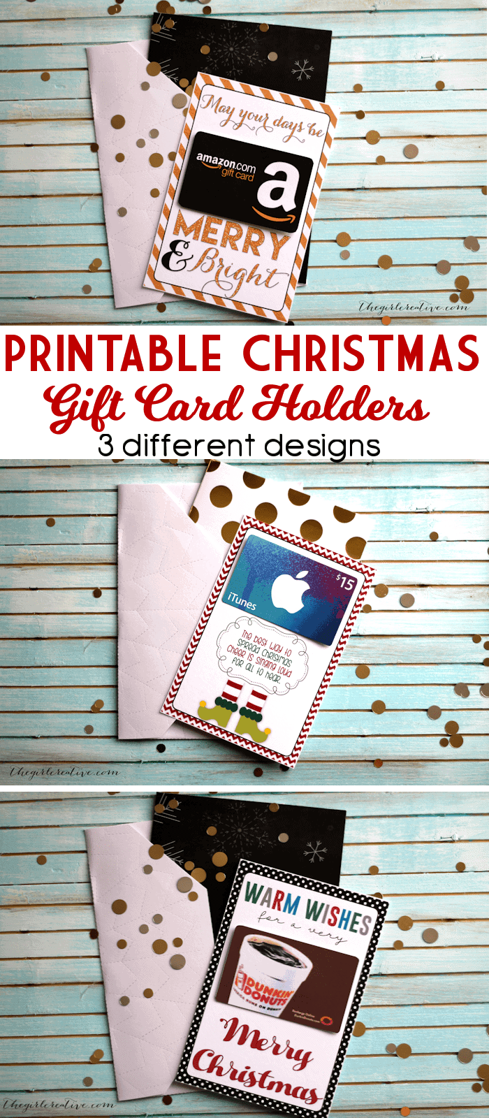 Printable Christmas Gift Card Holder by The Girl Creative and other great Teacher gift ideas!