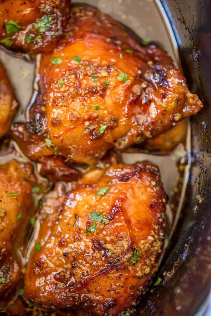 Slow Cooker Brown Sugar Garlic Chicken by Dinner Then Dessert and other great 5 ingredients or less slow cooker recipes