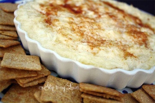 Baked onion dip recipe from Skip to My Lou