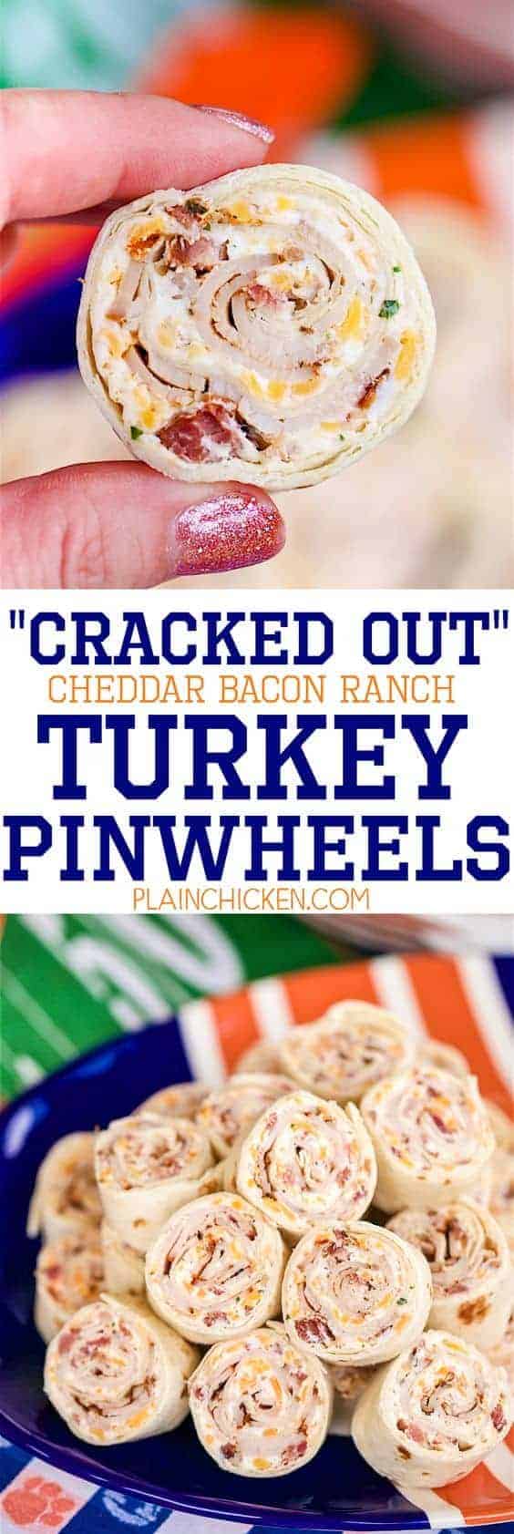 Pinterest image for cheddar bacon ranch turkey pinwheels