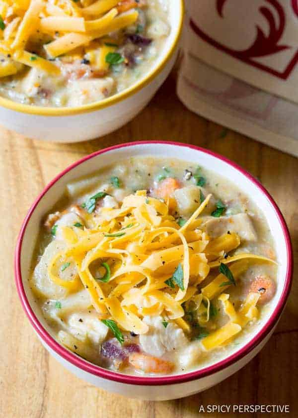 Healthy Slow Cooker Chicken Potato Soup | The best healthy recipe ideas that everyone will love! 