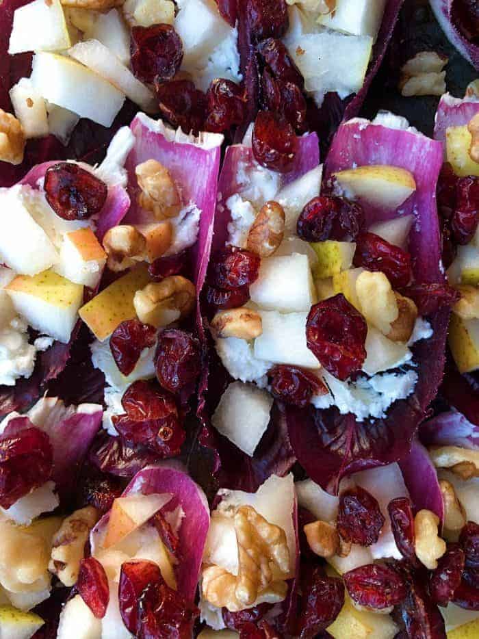 Pear Cranberry Endive Appetizer by Reluctant Entertainer | The best healthy recipe ideas that everyone will love! 