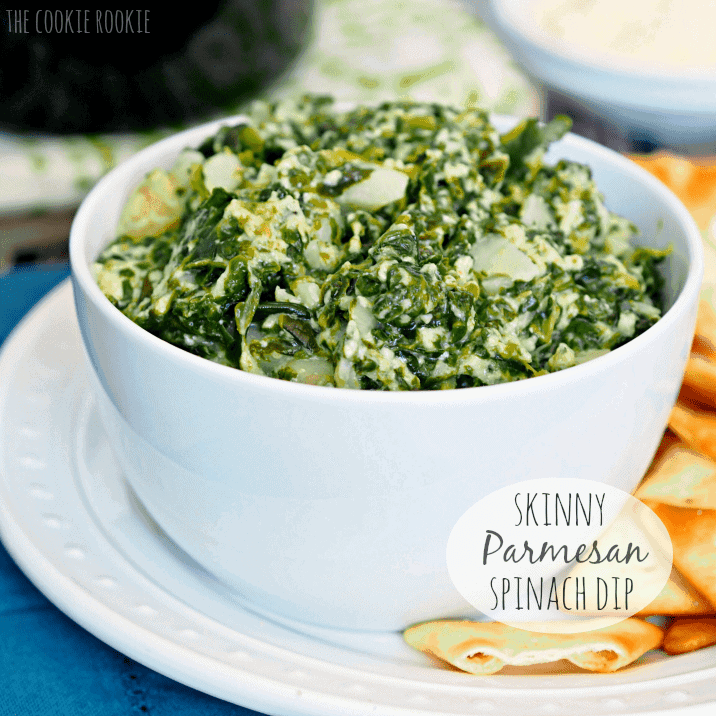 Skinny Parmesan Spinach Dip by The Cookie Rookie | The best healthy recipe ideas that everyone will love! 