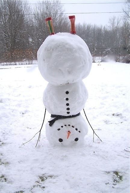 An upside down snowman