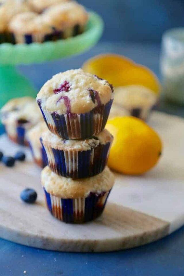 Lemon Blueberry Muffins Topped With Lemon Glaze Streusel