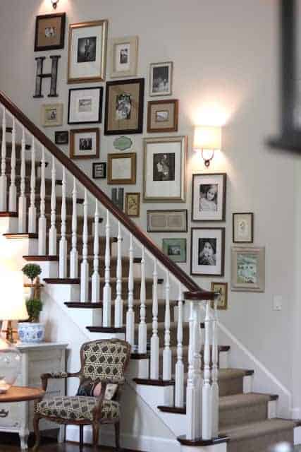 Stairwell Photo Wall by Forever Cottage | So many creative ideas for photo gallery walls!