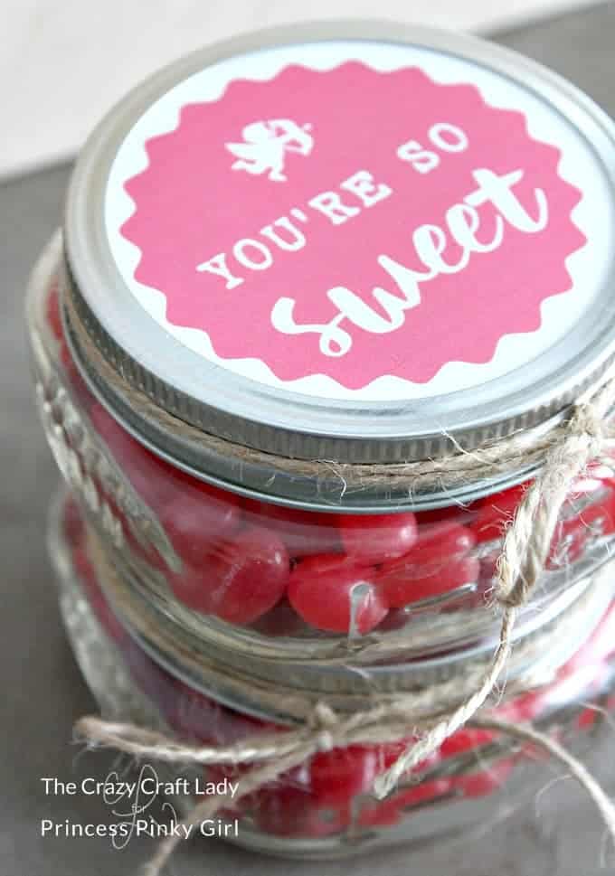 Printable Valentine Mason Jars Large Candy Hearts - All File Types - Mason  Jar Merchant