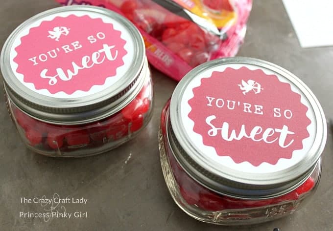 Valentine's Day Free Printable Mason Jar labels for a cute DIY project and gift