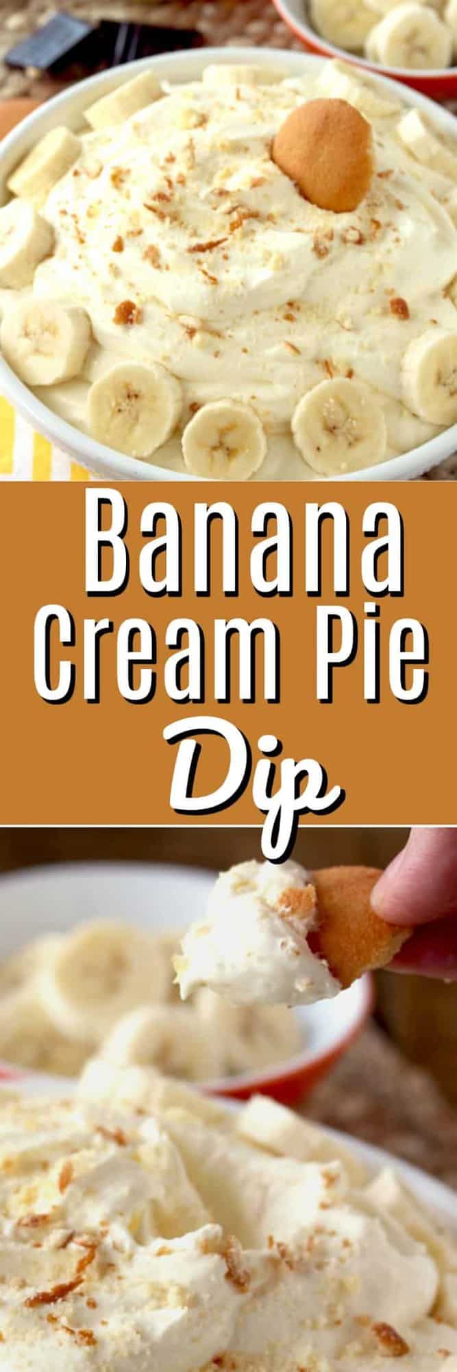 Pinterest image of banana cream pie dip