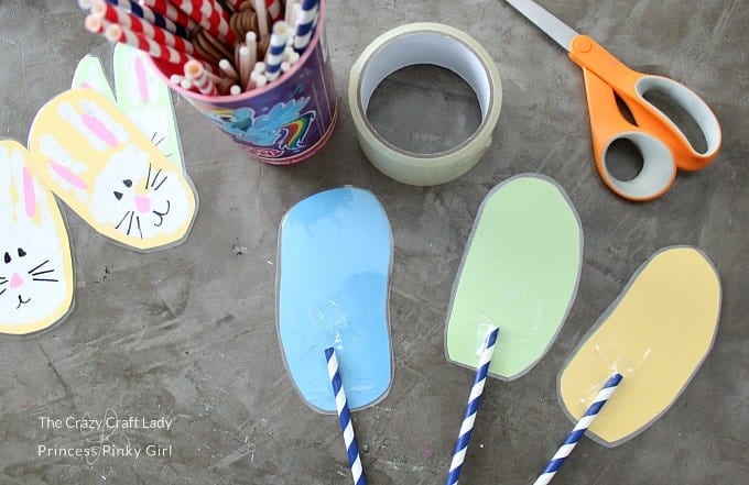 Fun Bunny Handprint Craft - attache the straw