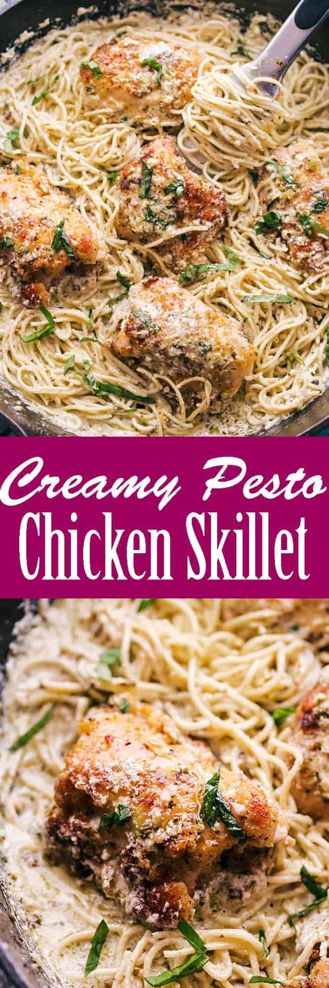 Creamy Pesto Chicken Skillet pinterest