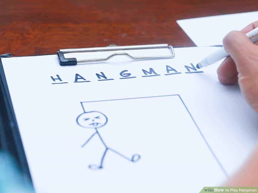 Someone playing hangman on a piece paper