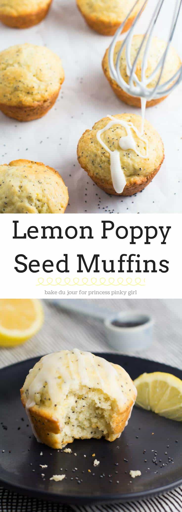 Pinterest image of lemon poppyseed muffins