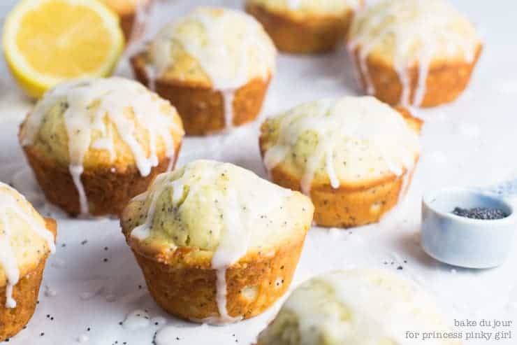 A close-up of lemon poppyseed muffins
