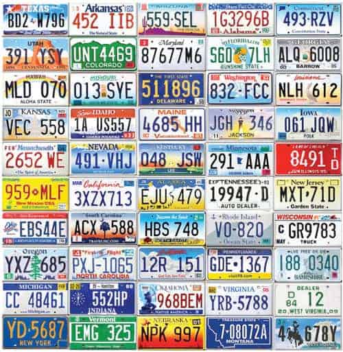 Collage of license plates