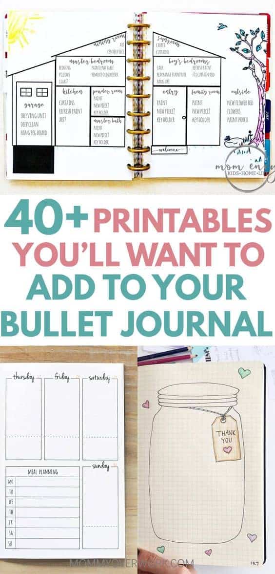 A Pinterest image for printable\'s for your bullet journal