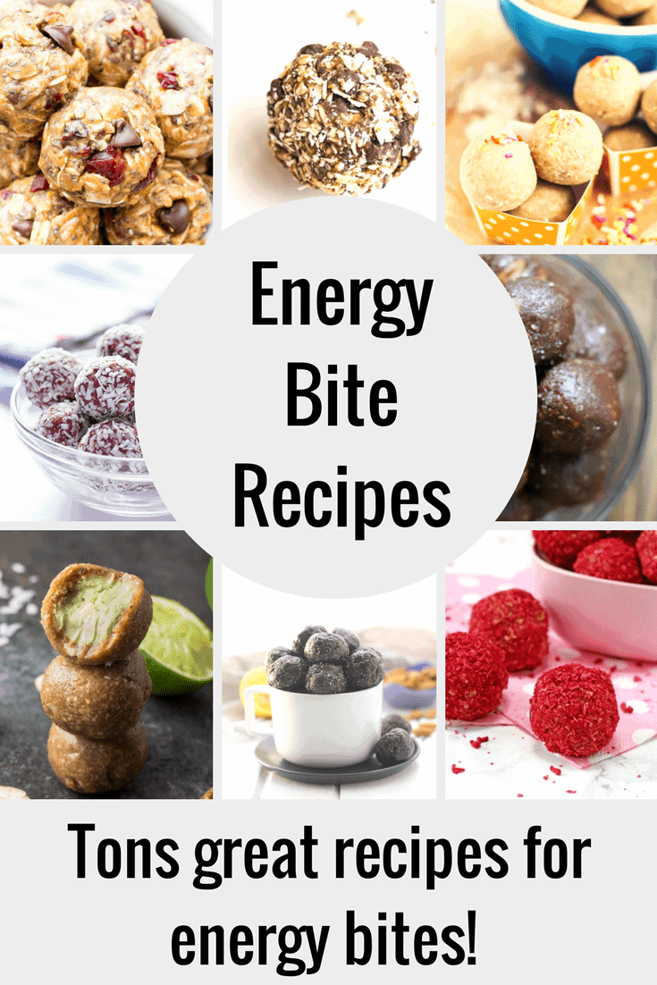 A Pinterest image for a collage of energy bite recipes