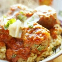 Pizza mozzarella stuffed meatballs close up square