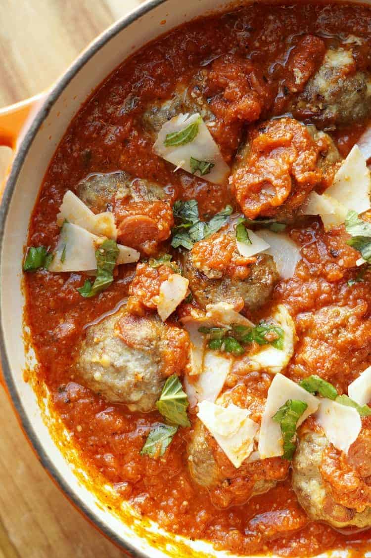 Pizza meatballs in a bowl