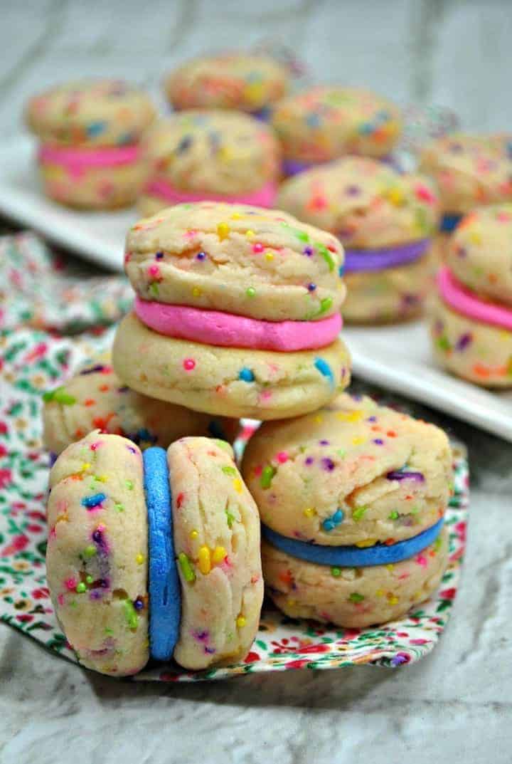 Post a picture of funfetti cookies with pink and blue icing
