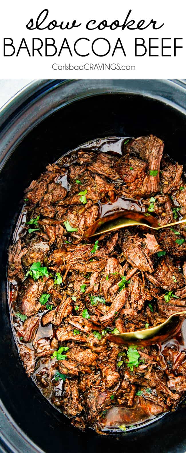 Slow Cooker Barbacoa Beef by Carlsbad Cravings | Healthy and Delicious Make Ahead Meals