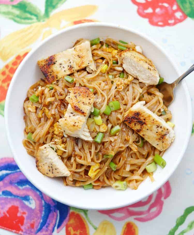 chicken Pad Thai Recipe in a bowl