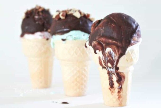 Chocolate dipped ice cream cones