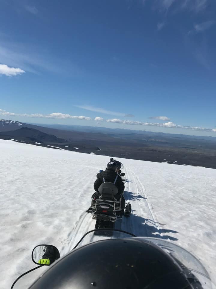 snowmobiling on the glacier in Iceland