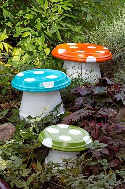 DIY Garden Mushrooms by Birds and Blooms | Enchanting Backyard Ideas