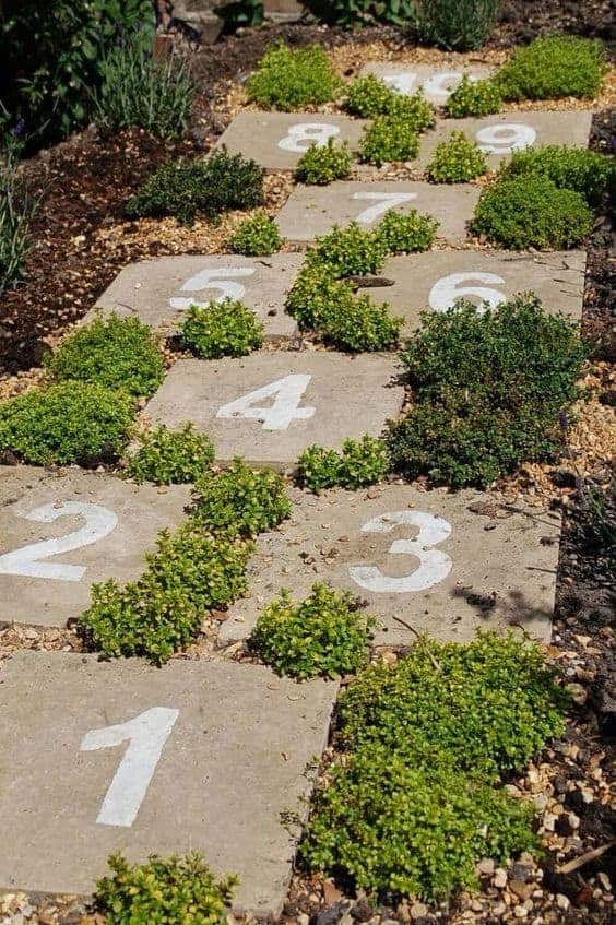 Hopscotch with Garden Pavers via Style Estate | Whimsical and Fun Backyards