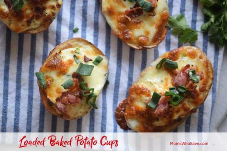 Baked potato cups and a striped towel