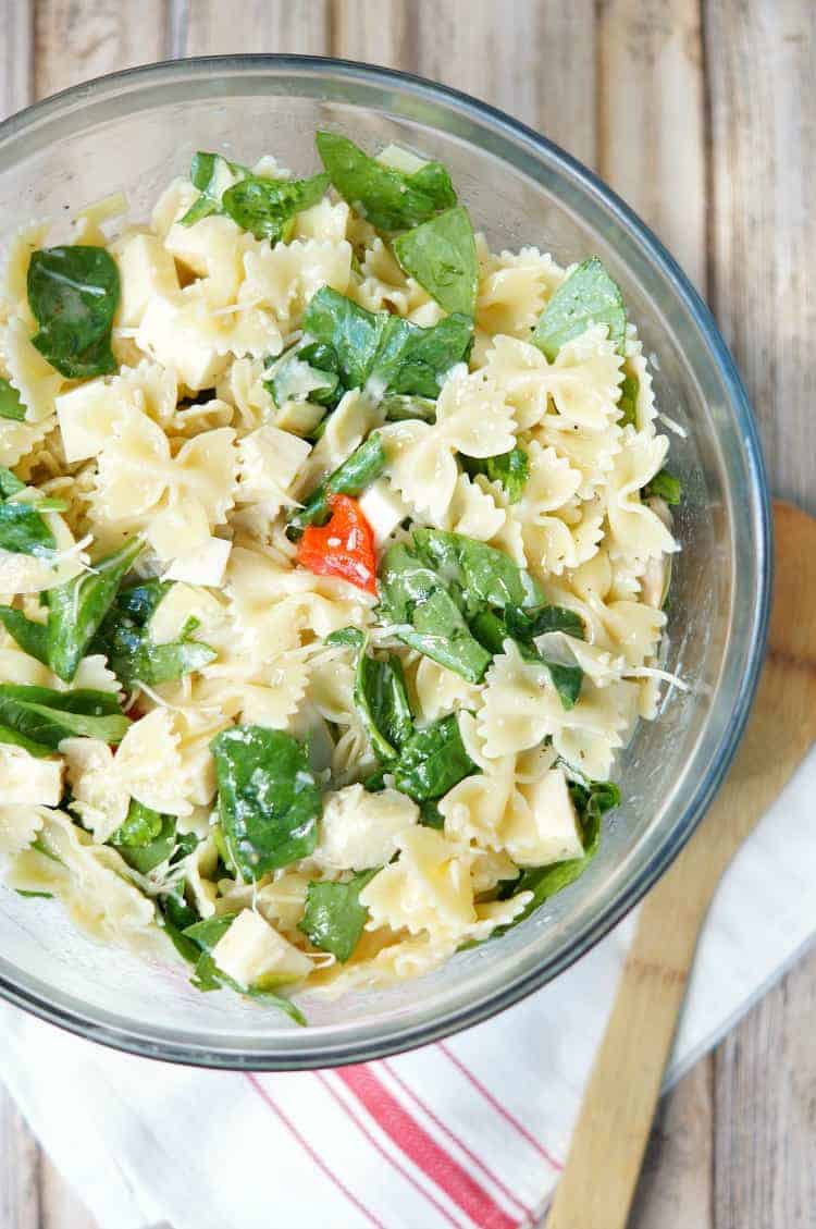 Spinach and artichoke pasta salad