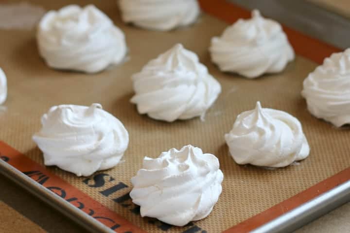 meringue cookies on a pan