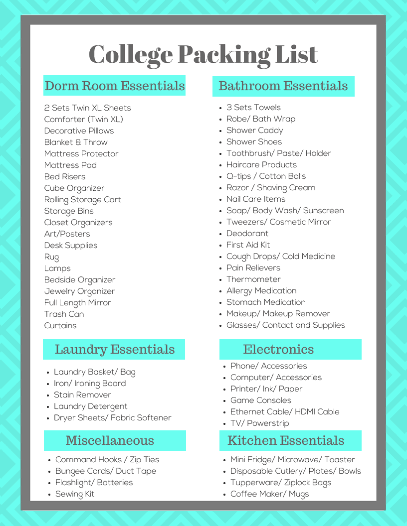 Ultimate College Dorm Checklist What You Do Dont Need College Packing List Free Printable Oh