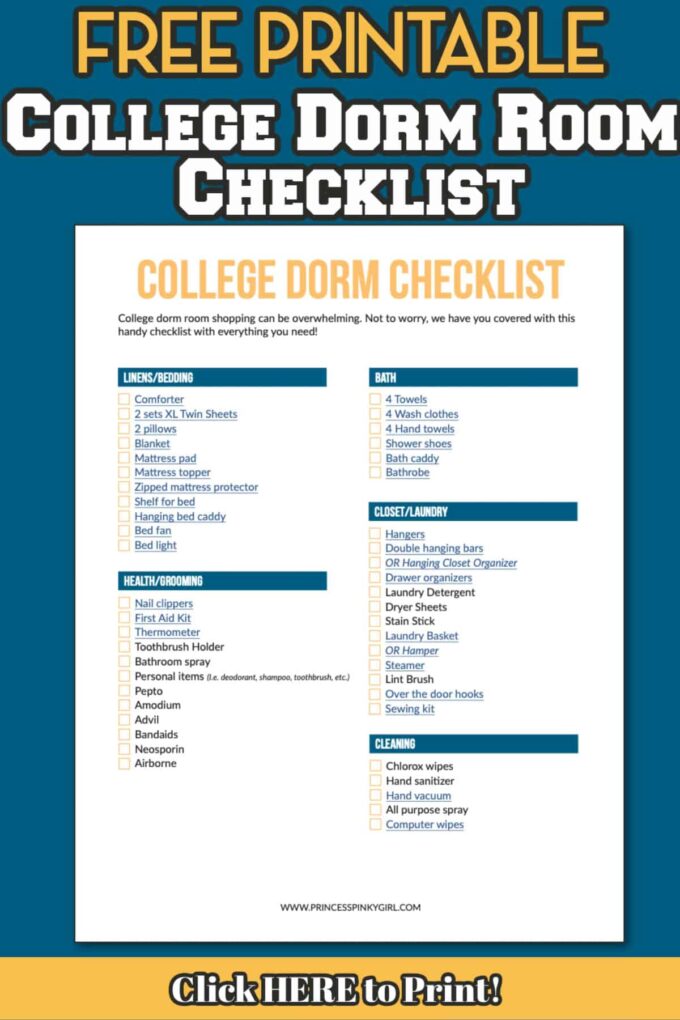 dorm room checklist pic