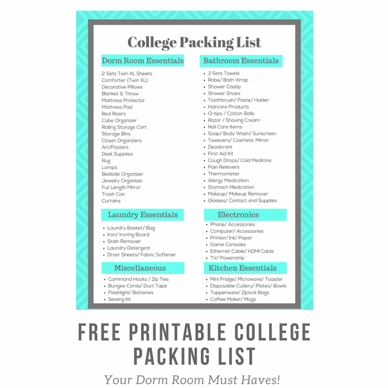 A College Packing List With Dorm Must Haves Princess