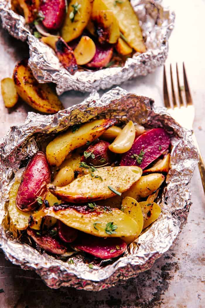 Garlic Potatoes wrapped in foil 